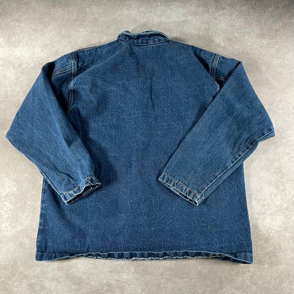 90’s Women’s Tommy Gear Dark Wash Denim Chore Jacket Large - Picture 2 of 7
